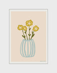 Yellow Flowers in a Blue Vase by Engberg Studio - A5