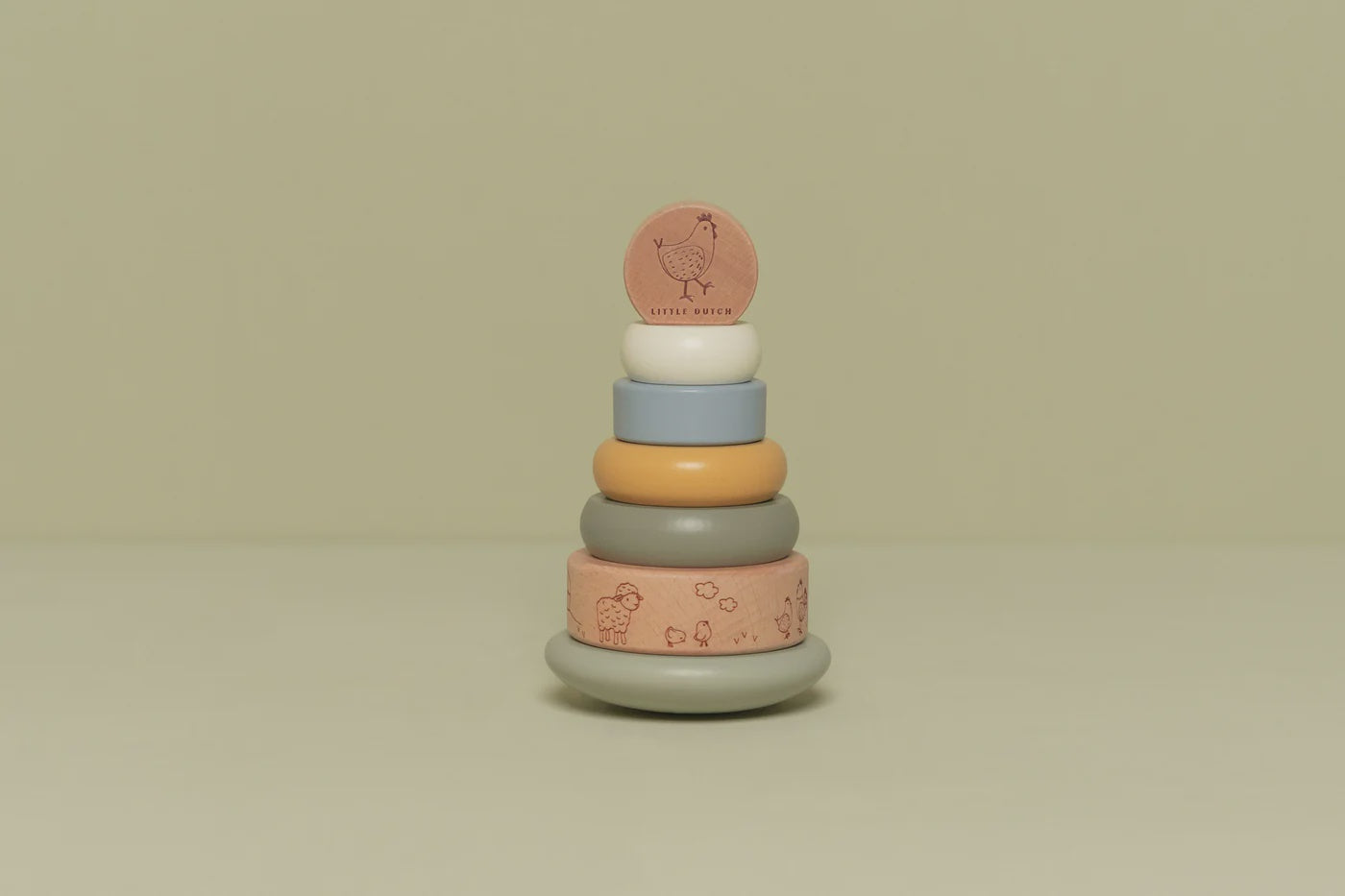 Rocking Ring Wooden Stacking Toy / Little Farm