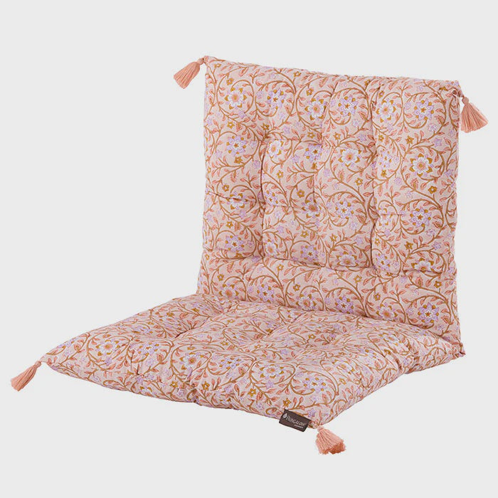 Roja Floral Chair Pad or Bench Cushion / Coral