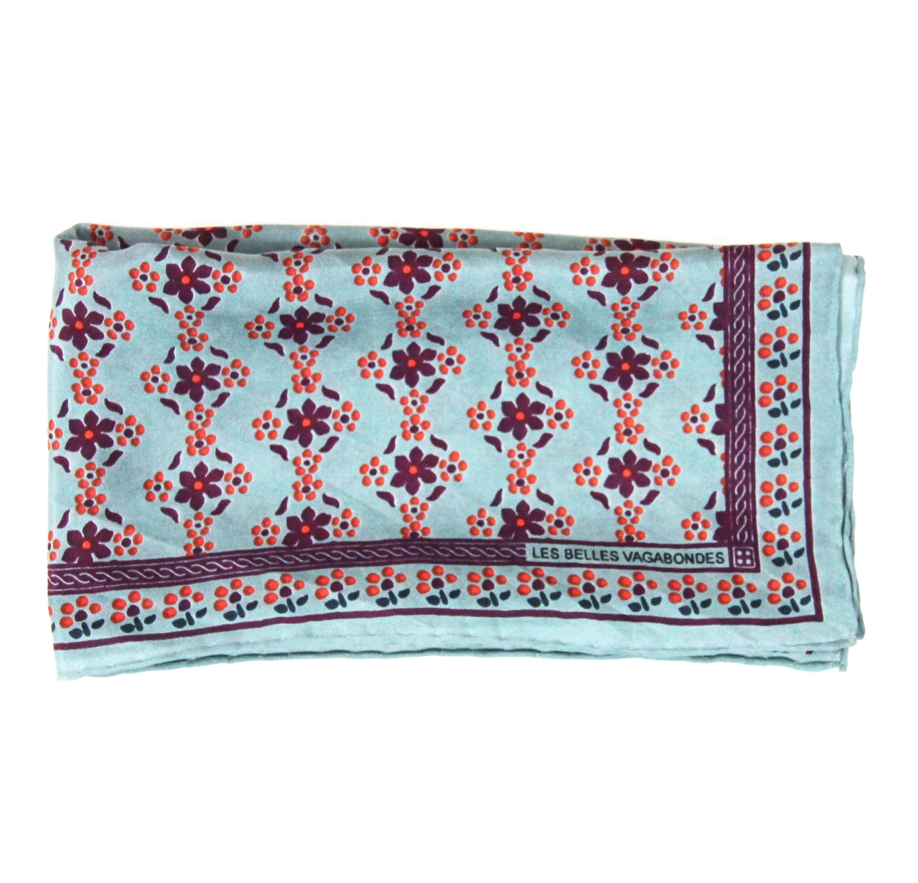Natasha Hand Printed Mini Silk Scarf / Prune