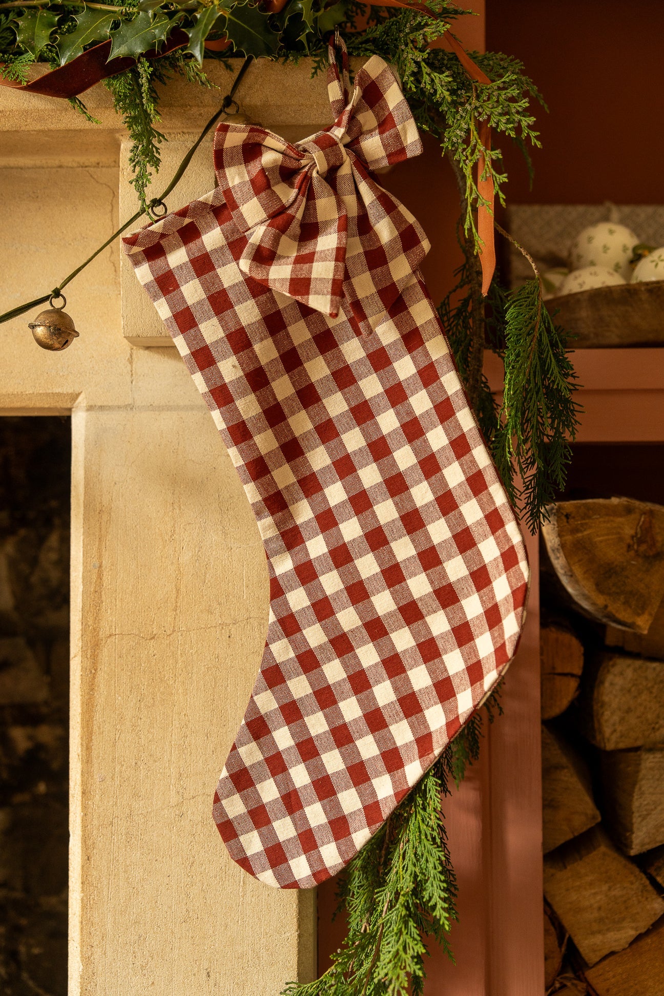 Bow Stocking / Winter Berry Gingham