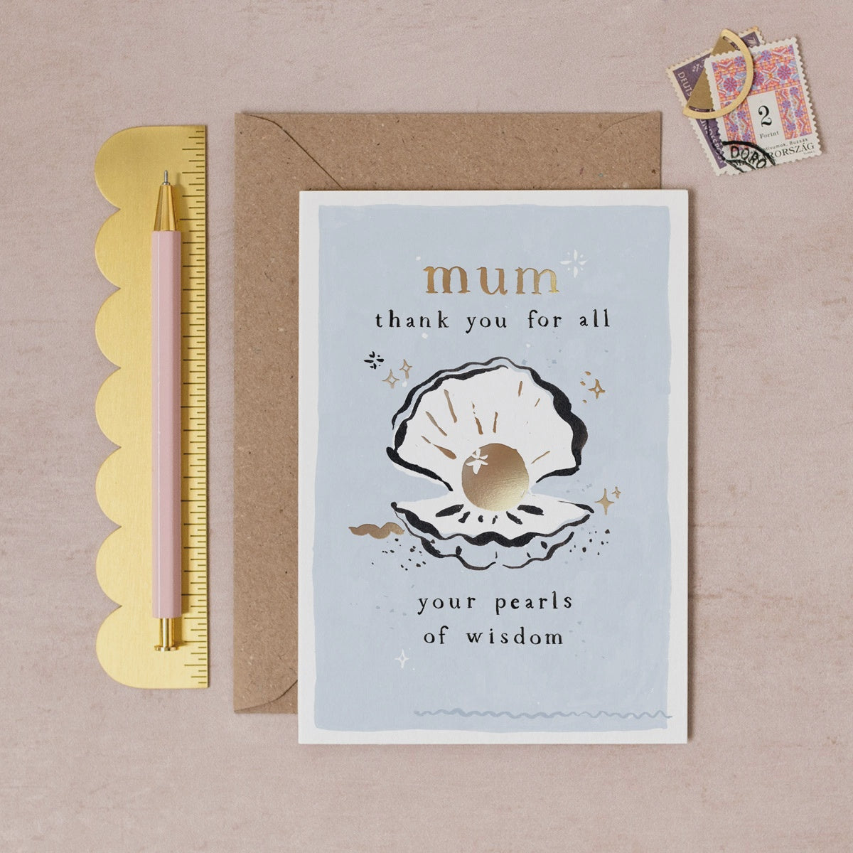 Pearls of Wisdom Gold Foiled Mum Card
