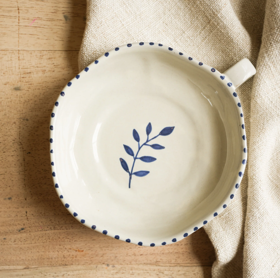 Handpainted Botanic Spot Dish / Ink Blue