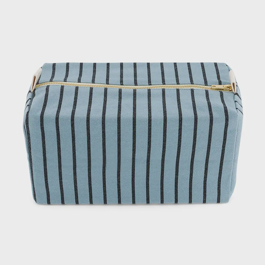 Toiletry Bag /  Blue and Brown Stripes
