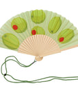 Olive Print Wooden Hand Fan