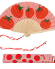 Tomato Print Wooden Hand Fan