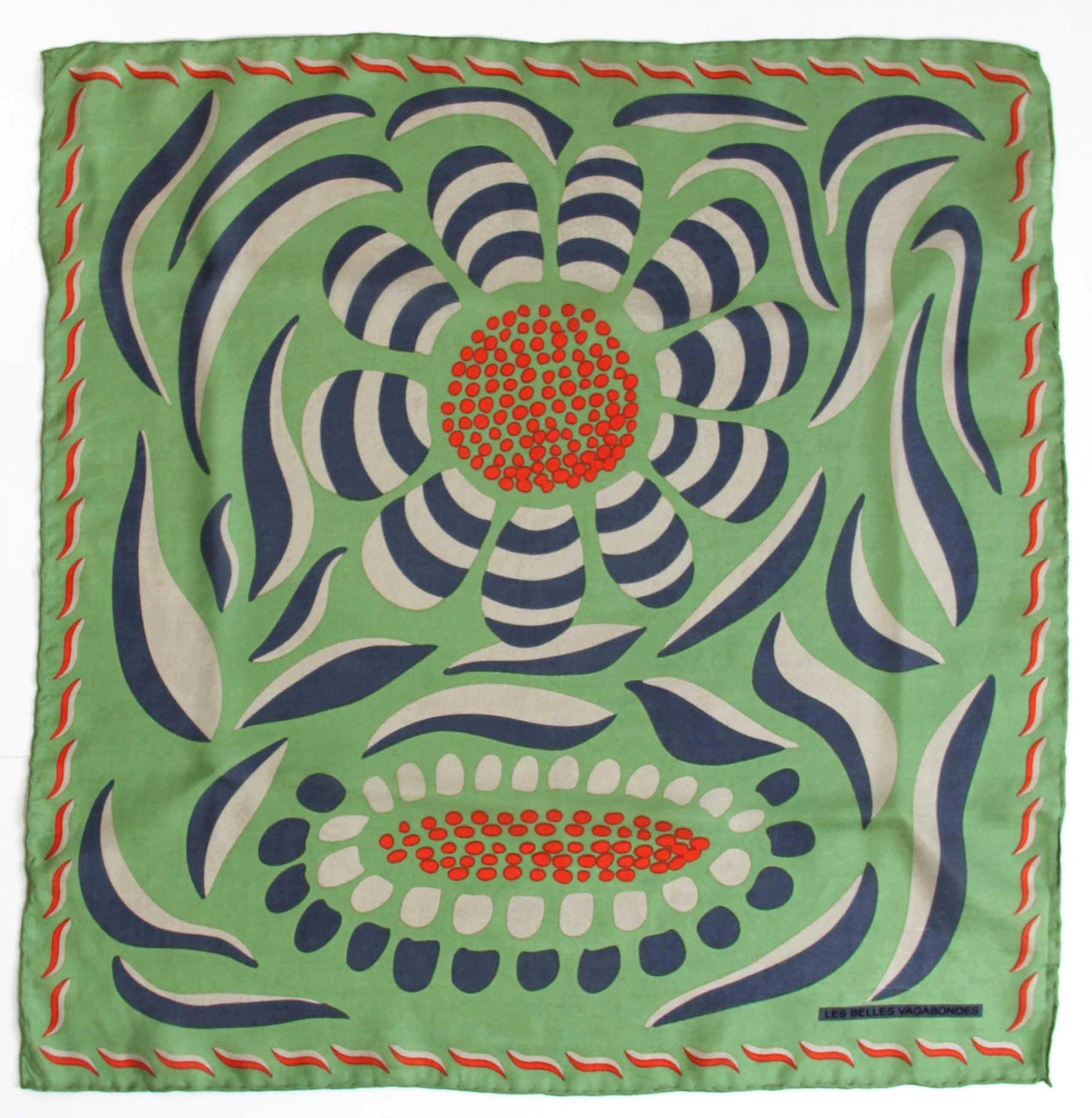 Forget Me Not Hand Printed Mini Silk Scarf / Khaki