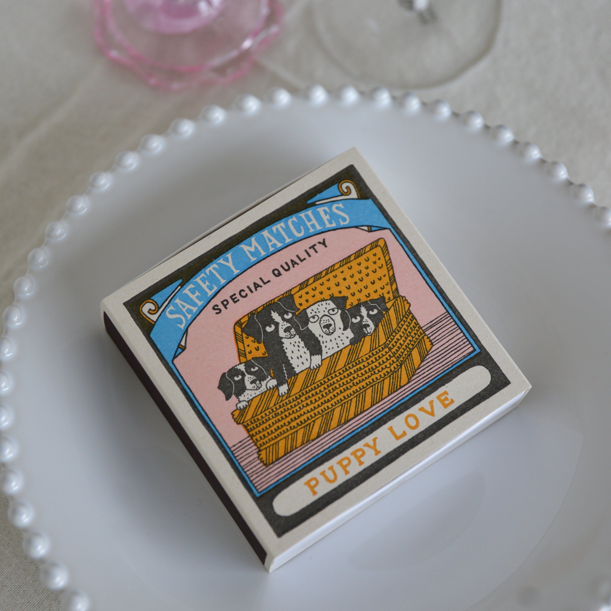 Square Match Box / Puppy Love