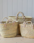 Palm Market Basket  - Leather Handles Large