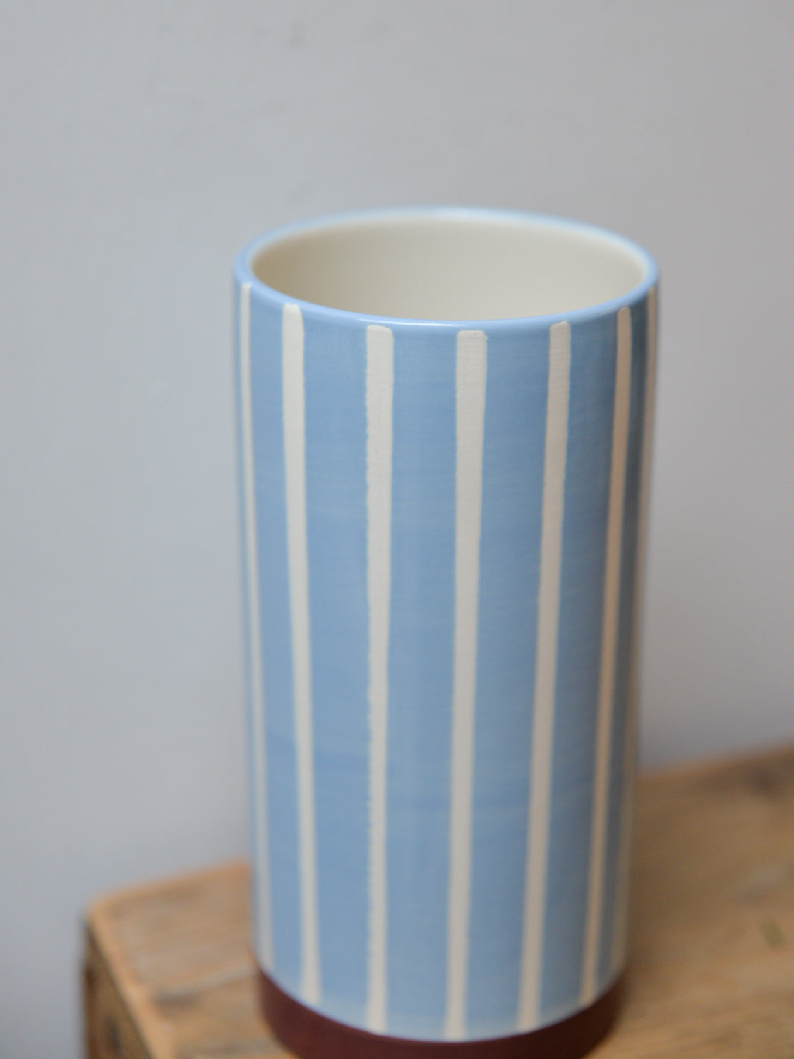 Blue and White Striped Vase