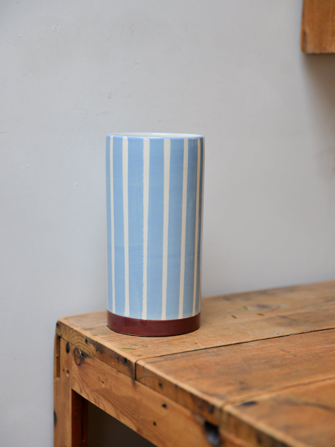 Blue and White Striped Vase