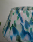 Large Glass Mushroom Lamp / Green and Blue Dot