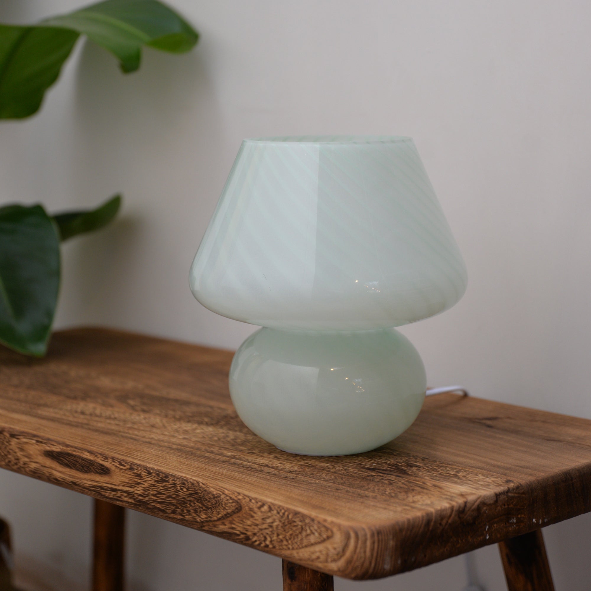 Large Glass Mushroom Lamp / Mint