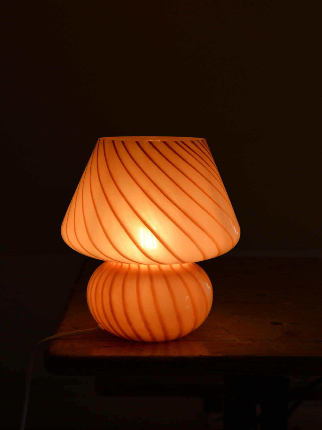 Large Glass Mushroom Lamp / Terracotta