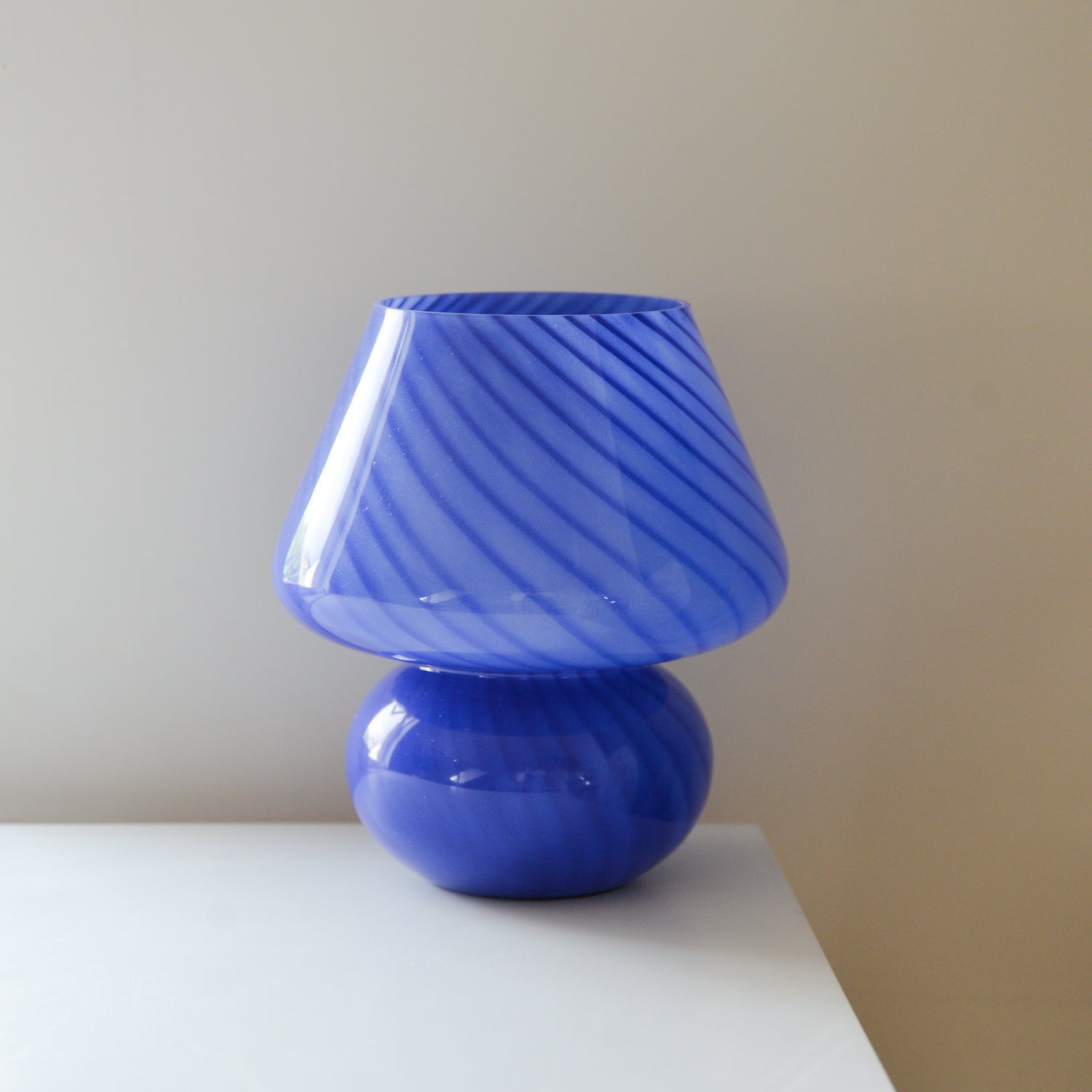 Large Glass Mushroom Lamp / Cobalt Blue