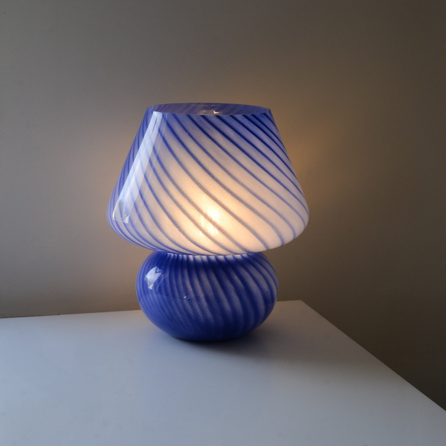 Large Glass Mushroom Lamp / Cobalt Blue