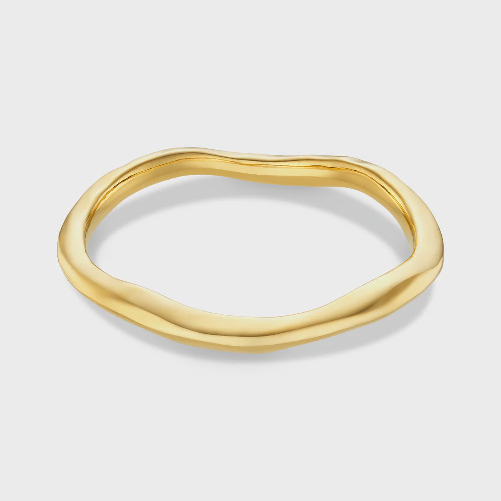 Polished Hammered Bangle / 18K Gold or 925 Silver Plated