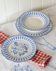 French Porcelain Scalloped Dessert Bowl / Blue