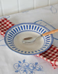 French Porcelain Scalloped Dessert Bowl / Blue