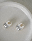 Artemis Organic Shape Silver Click Earrings