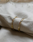 Ginette Stone Thin Hoop Earrings / Gold and Silver