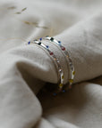 Ginette Stone Thin Hoop Earrings / Gold and Silver