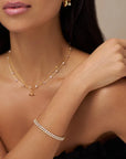 Crystal Tennis Bracelet / 18K Gold Plated