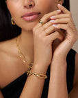 Rectangular Link T-Bar Bracelet / 18K Gold Plated