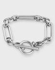 Rectangular Link T-Bar Bracelet / 925 Silver Plated