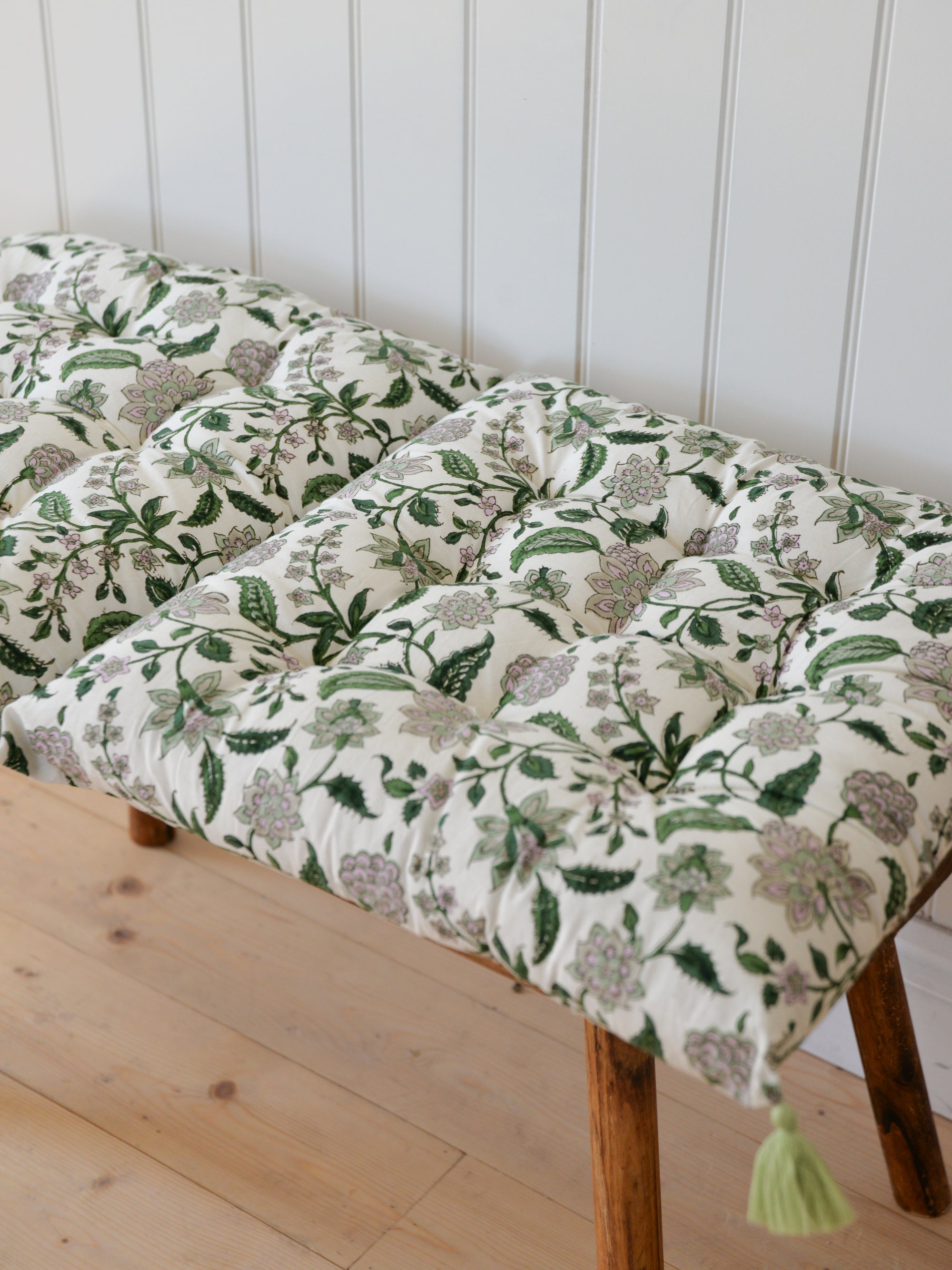 Divya Floral Chair Pad or Bench Cushion / Green