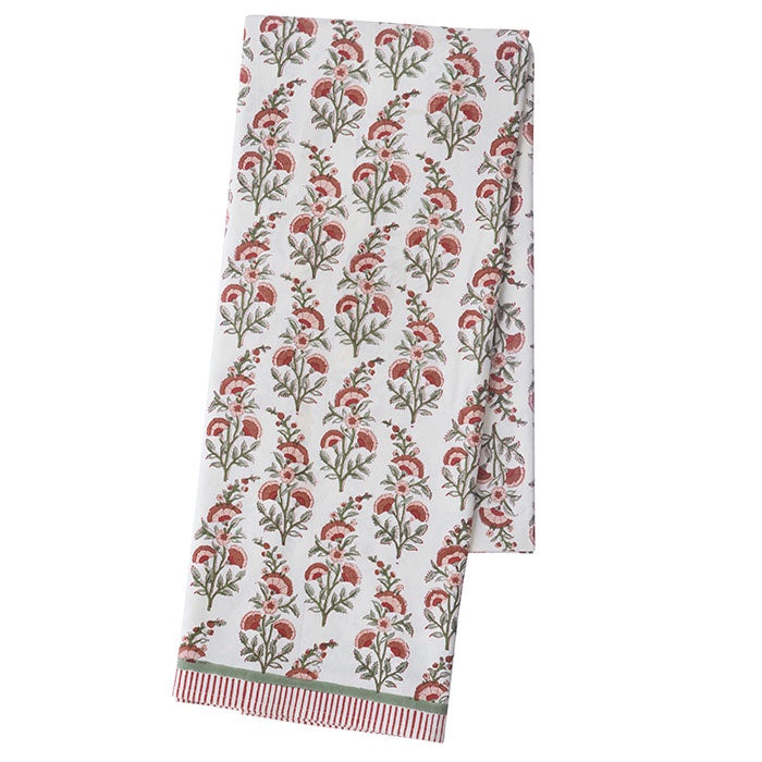 Red and Green Floral Festive Table Cloth