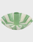 Enamel Candle Holder / Green Stripe