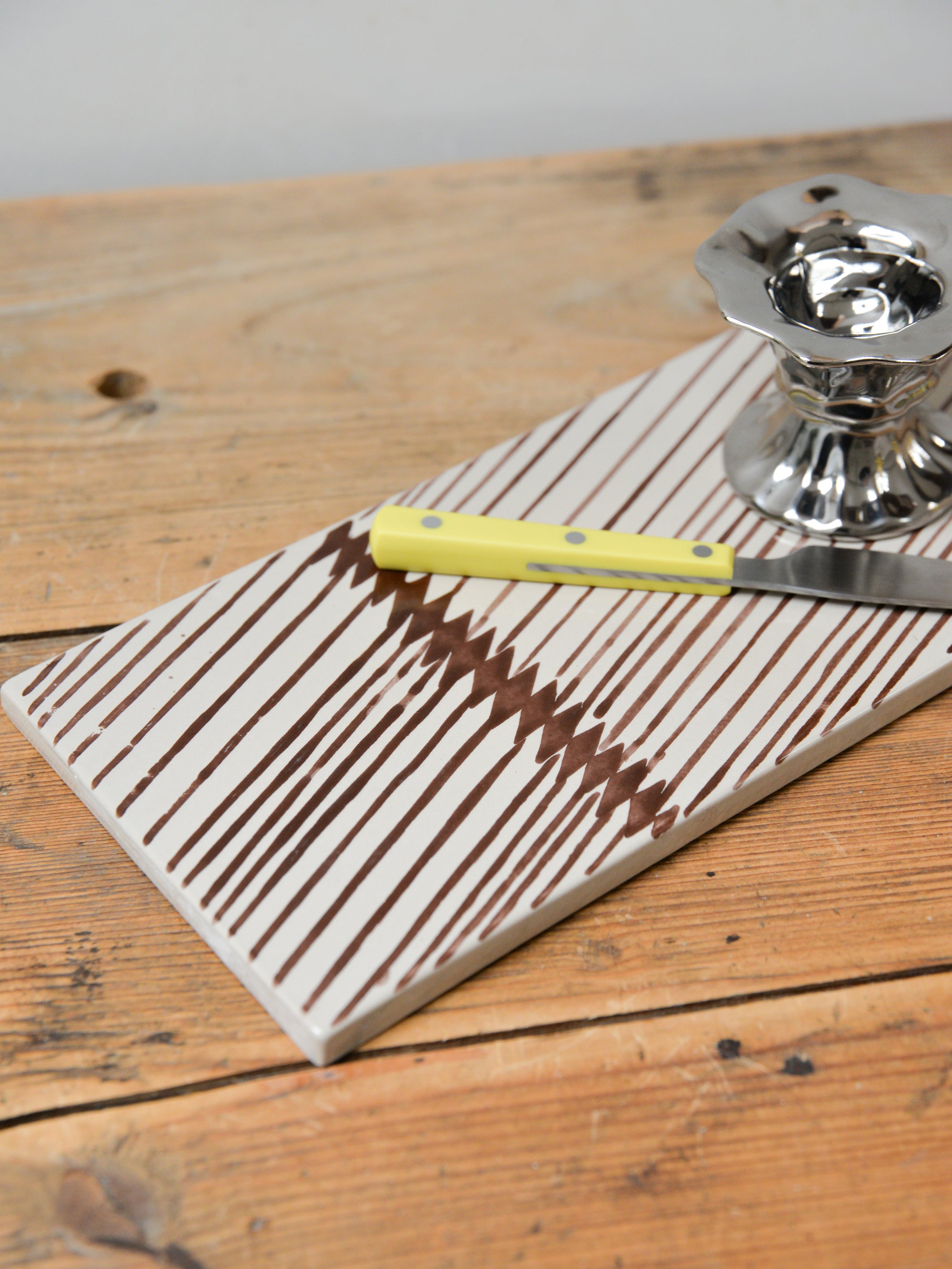 Ceramic Serving Board / Brown Stripe