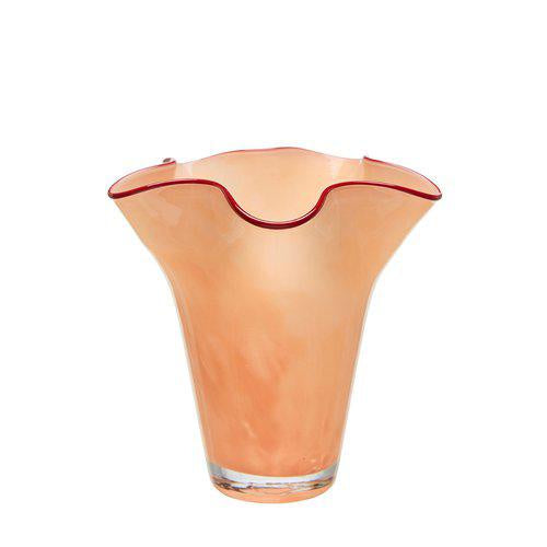 Ebba Wavy Vase / Peach and Red