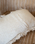 Linen Ruffle Cushion Cover / Light Brown Stripe / 50 x 30 cm
