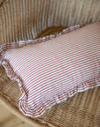 Cotton Ruffle Cushion Cover /Burgundy Stripe / 50 x 30 cm