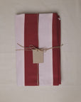 Wide Striped Tablecloth / Merlot and Pink Hue