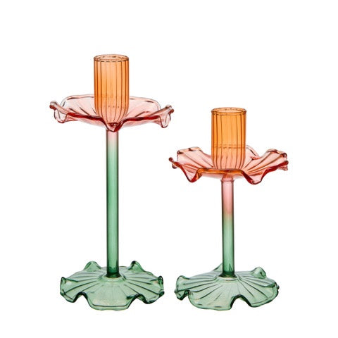Glass Flower Candle Holder / Short