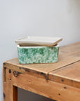 Ceramic Butter Dish / Green Splatter