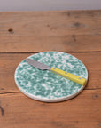 Round Ceramic Serving Board / Green Splatter