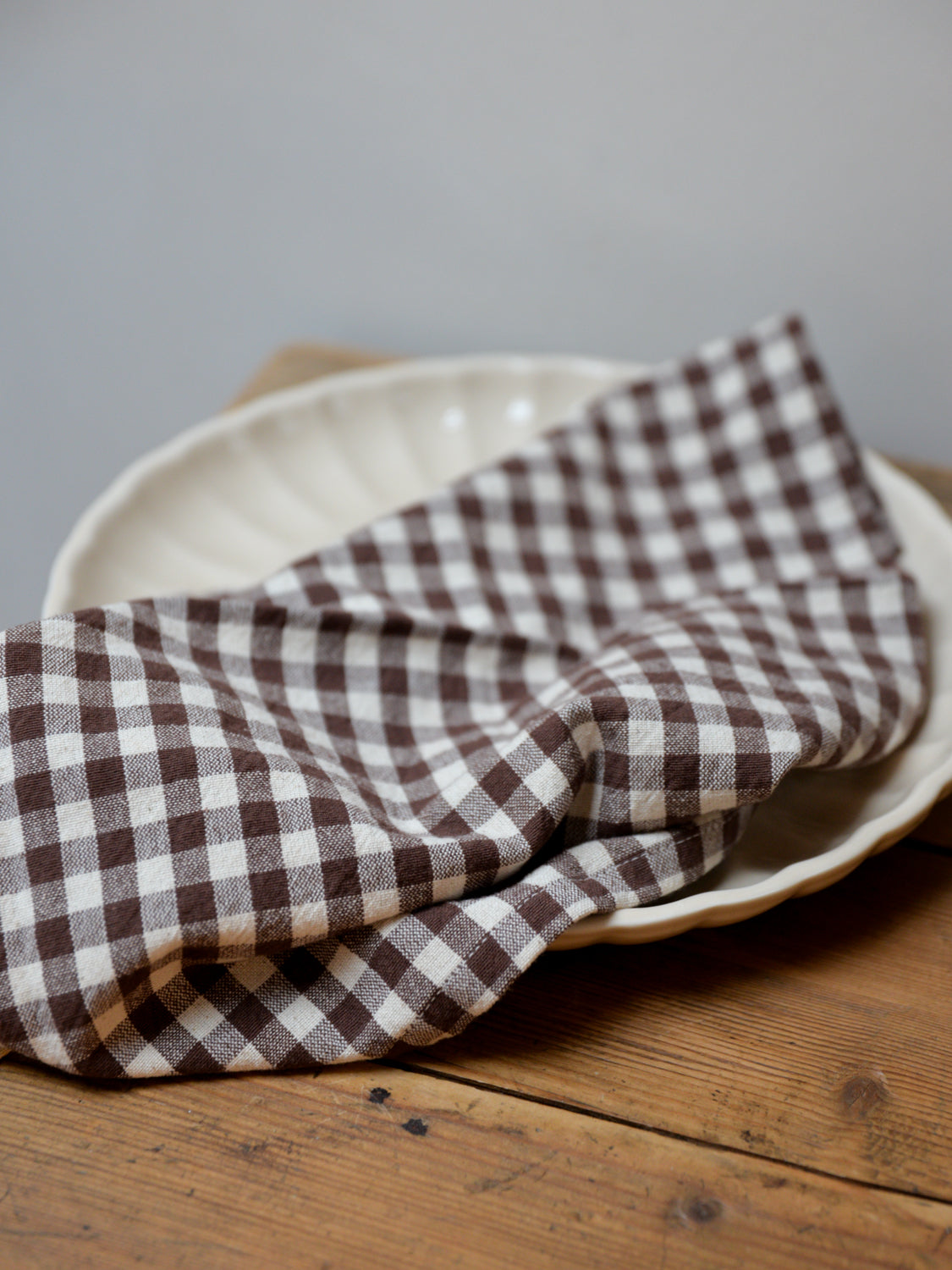 Brown and White Gingham Check Napkin