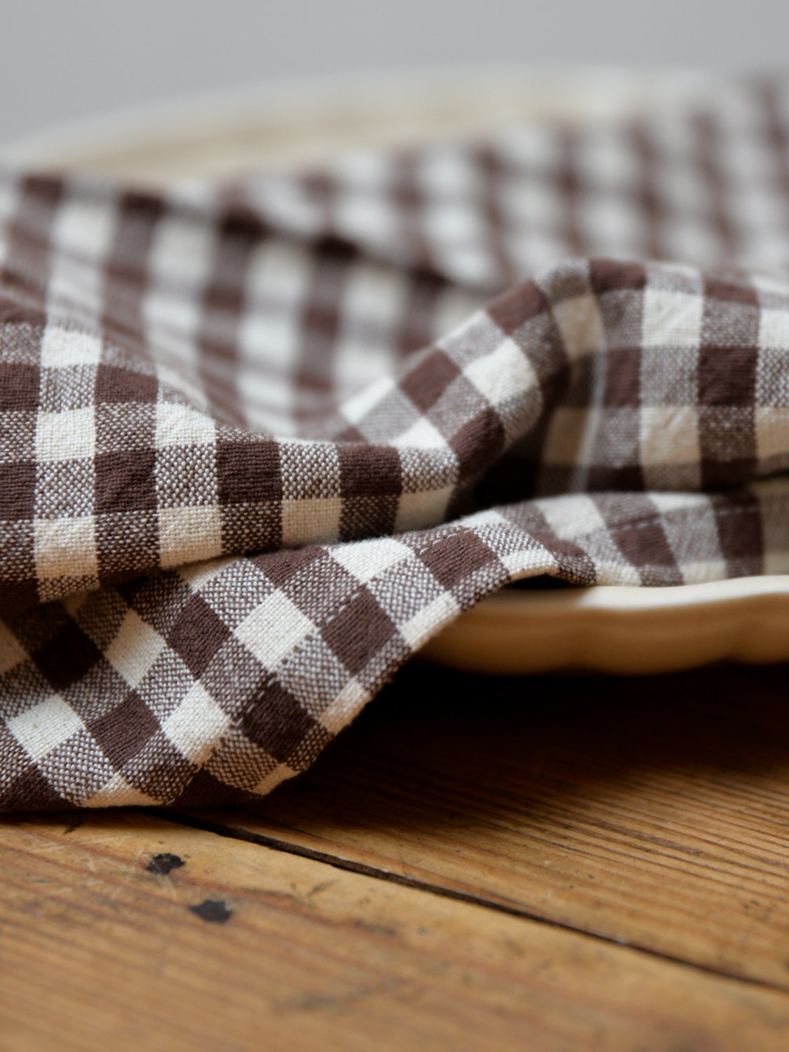 Brown and White Gingham Check Napkin