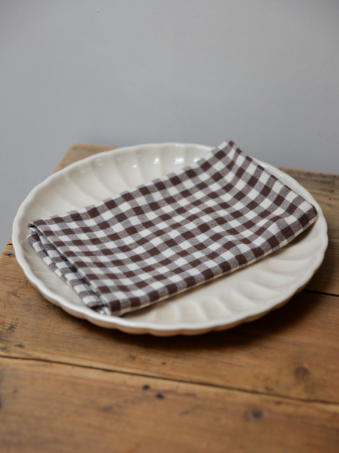 Brown and White Gingham Check Napkin