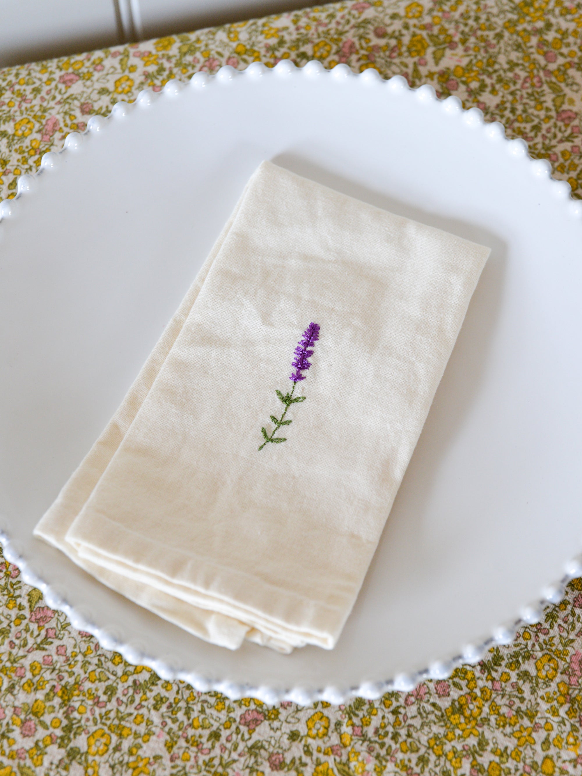Lavender Embroidered Napkin