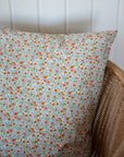 Light Blue and Rust Flowers Cushion