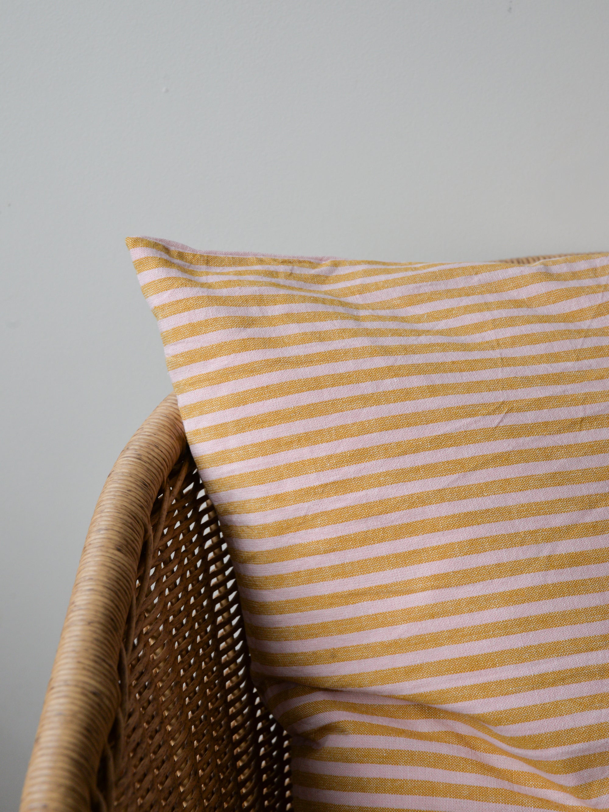 Mustard &amp; Pink Thin Stripe Cushion