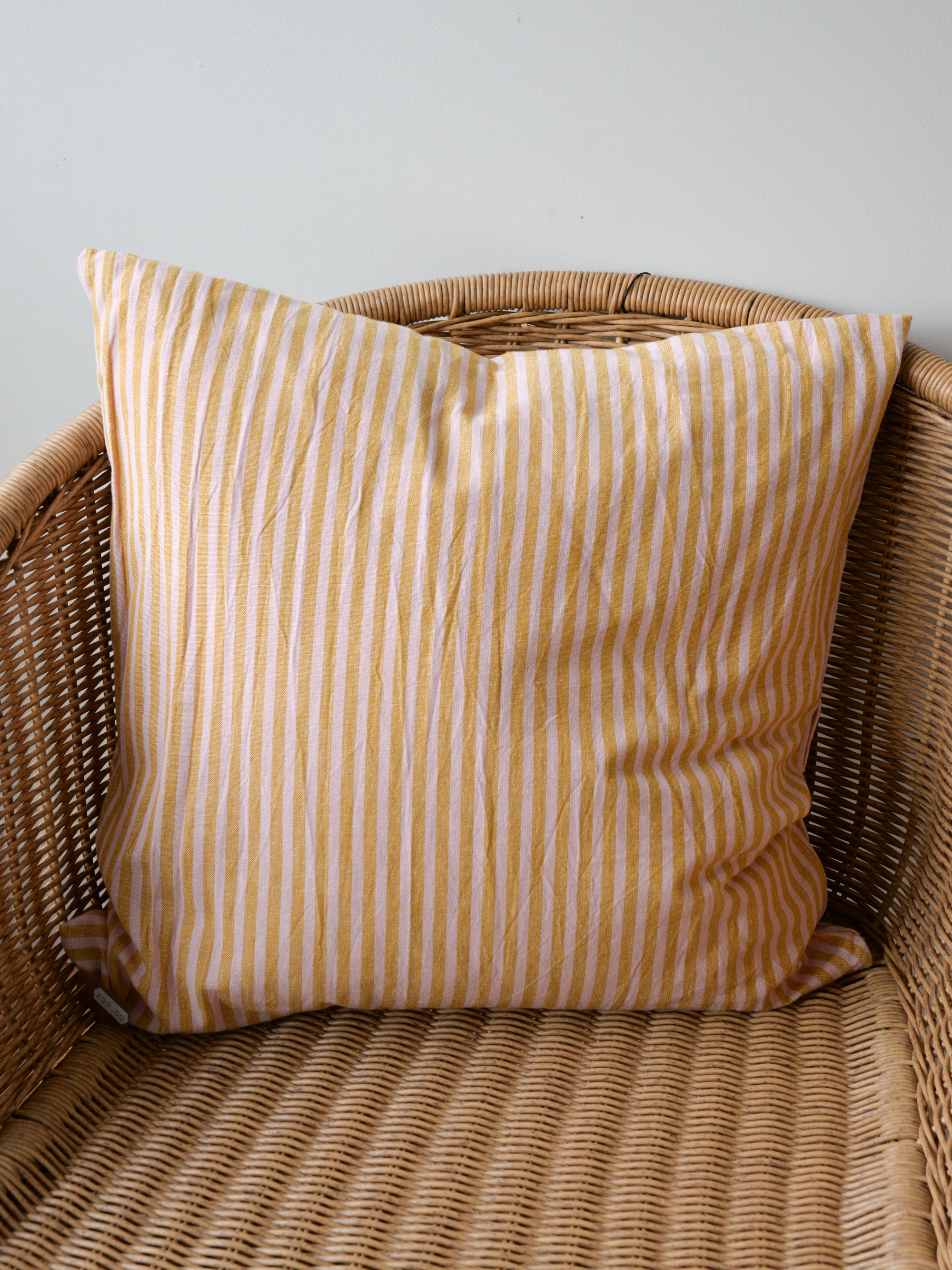 Mustard &amp; Pink Thin Stripe Cushion