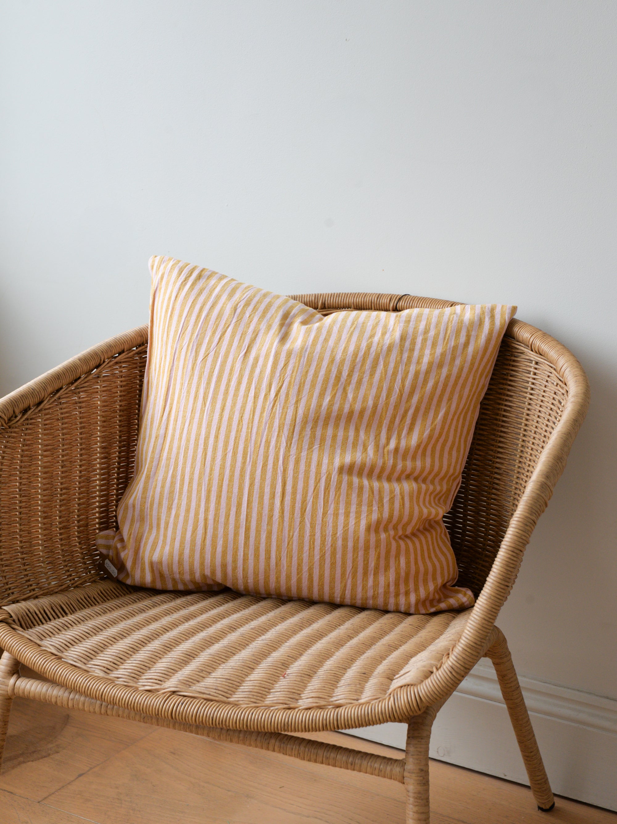 Mustard &amp; Pink Thin Stripe Cushion