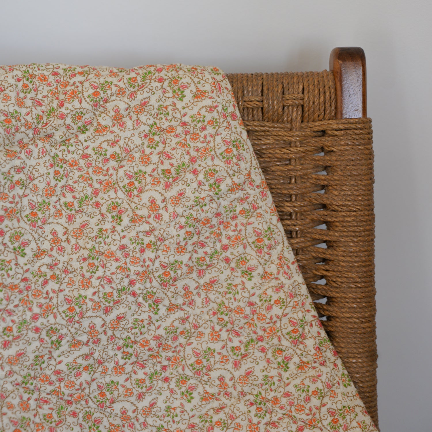 Red and Orange Floral Cotton Quilt