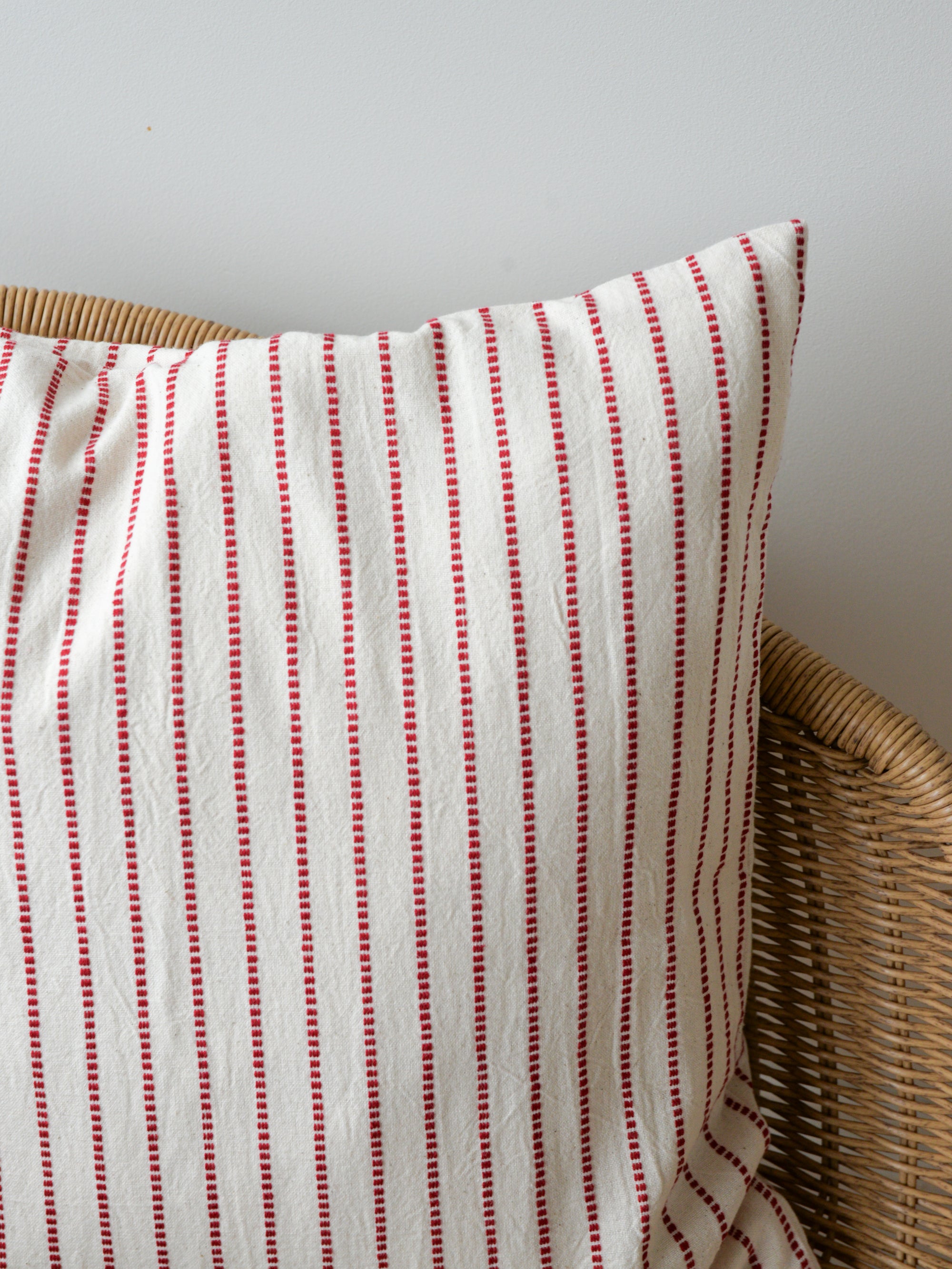 Red Striped Cotton Cushion With Filler
